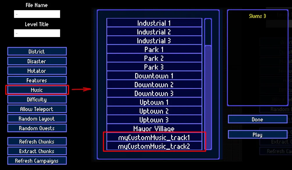 image showing how to select custom music