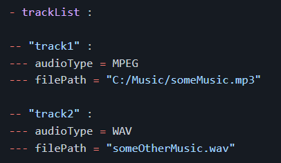 image showing a config file for custom music